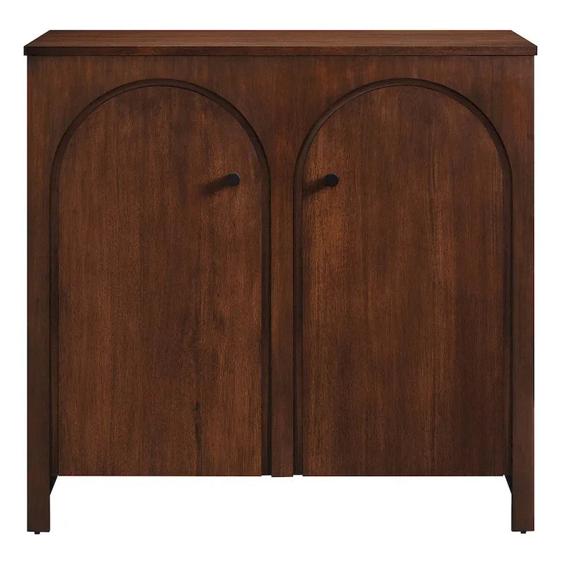 Armoire de rangement arquée à 2 portes en noyer/chêne avec étagères réglables, style Mid-Century, 1 personne