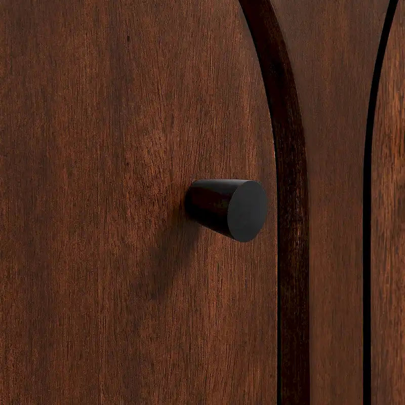 Armoire de rangement arquée à 2 portes en noyer/chêne avec étagères réglables, style Mid-Century, 1 personne