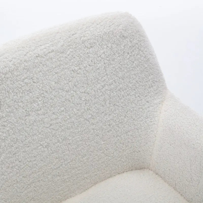 Chaise de bureau pivotante en fausse fourrure blanche avec dossier haut et hauteur réglable, 1 personne