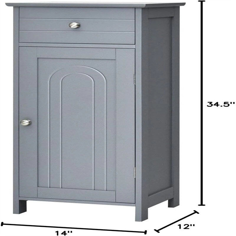 Meuble de rangement de salle de bain blanc / noir / marron / gris avec tiroir et étagères réglables, 1 personne