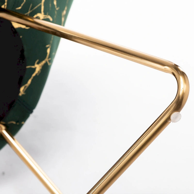Fauteuil d'appoint en velours noir/vert foncé/gris à imprimé doré avec dossier ajouré et base métallique entrecroisée, 1 place
